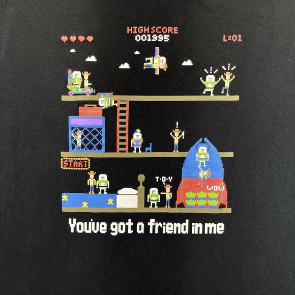 Pixar Toy Story T-Shirt Men’s Medium Black 8-Bit Buzz Woody UTGP Disney - Picture 2 of 9